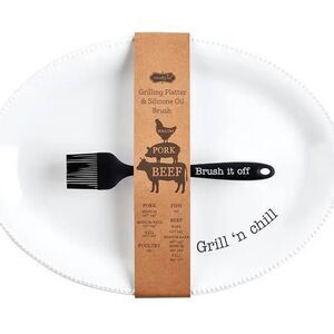 Mud Pie Grill 'n Chill Platter & Silicone Brush Set
